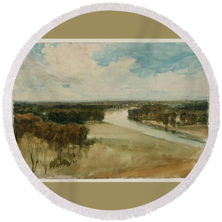 Joseph Mallord William Turner 1775�1851  The Thames From Richmond Hill Round Beach Towel featuring the painting The Thames from Richmond Hill by Joseph Mallord