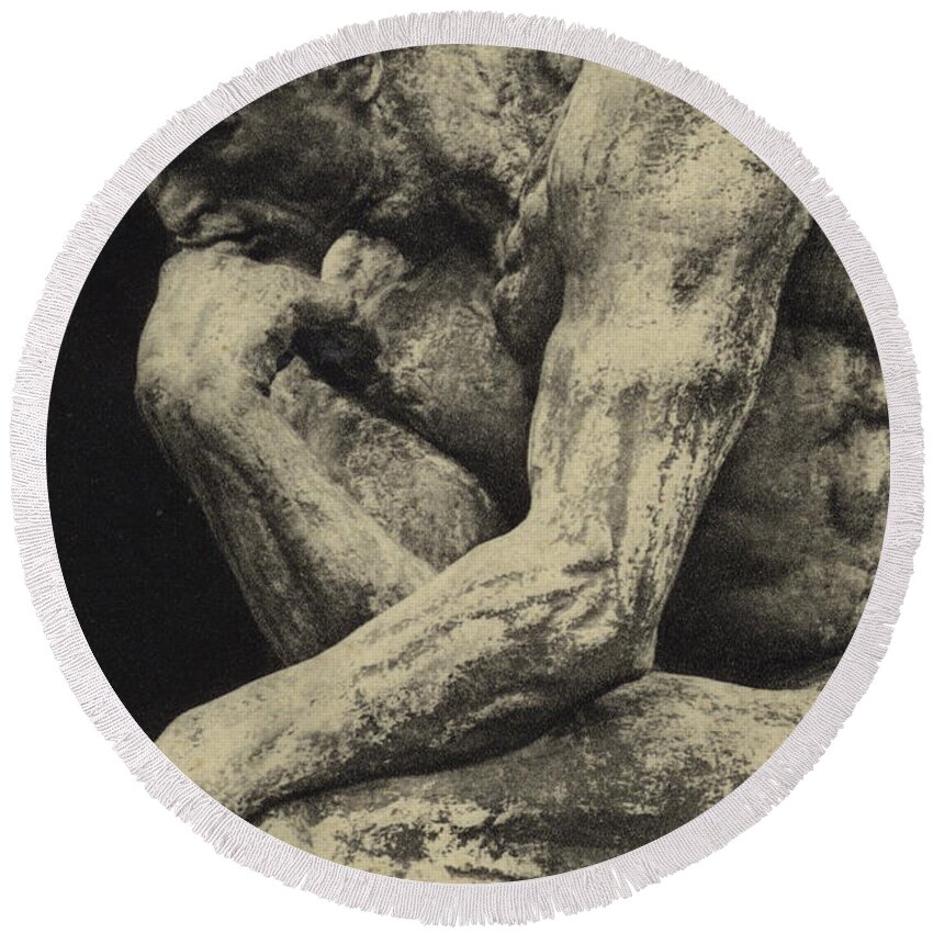 The Thinker Round Beach Towel featuring the photograph The Thinker by Auguste Rodin