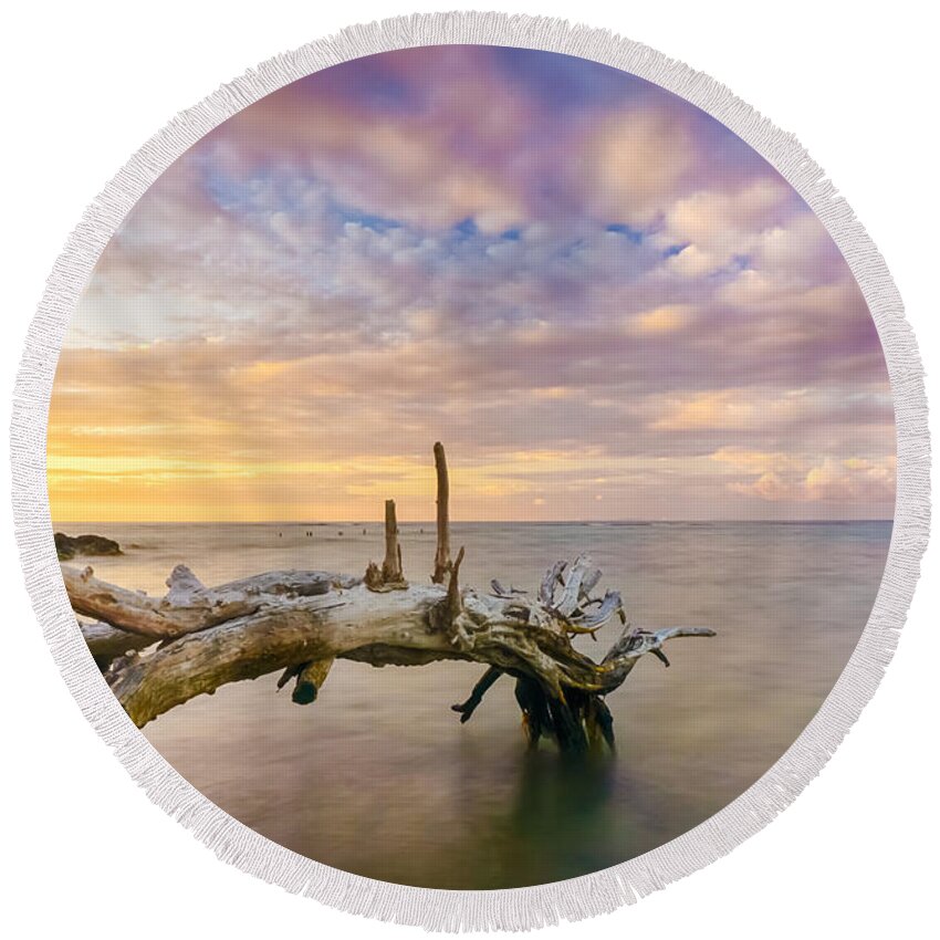 Ocean Round Beach Towel featuring the photograph Tranquility #2 by Amanda Jones