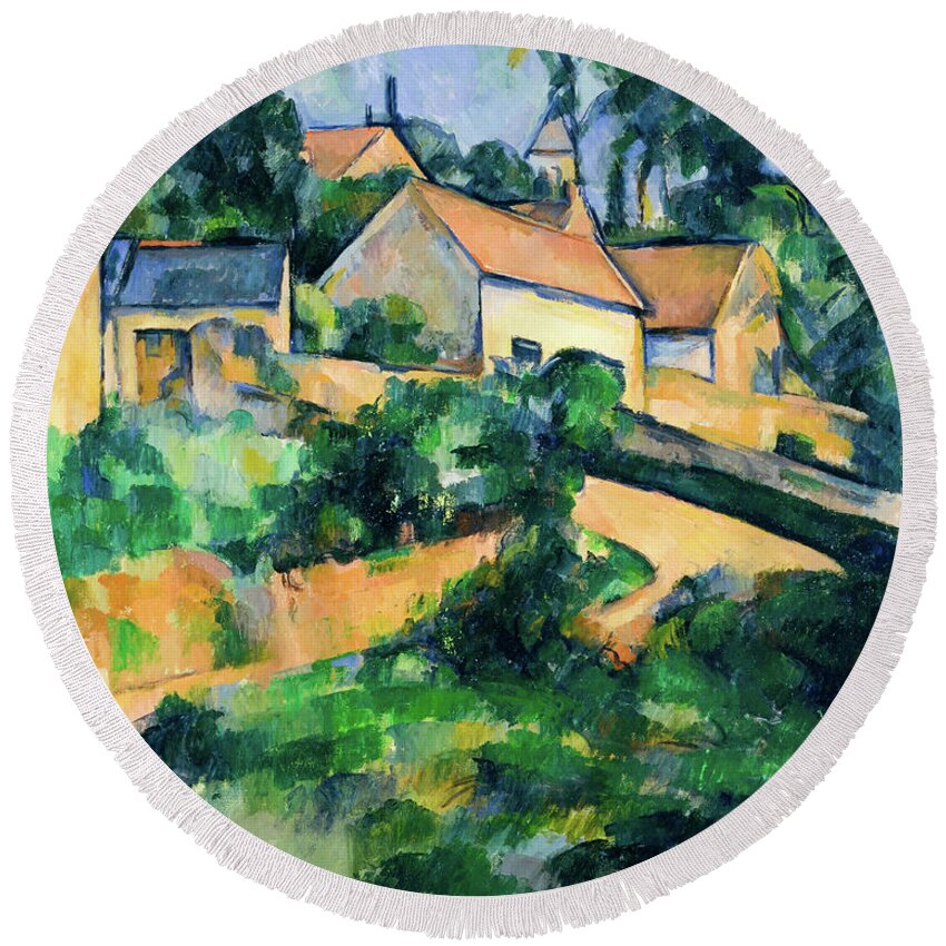 Paul Cezanne Round Beach Towel featuring the painting Turning Road at Montgeroult #3 by Paul Cezanne