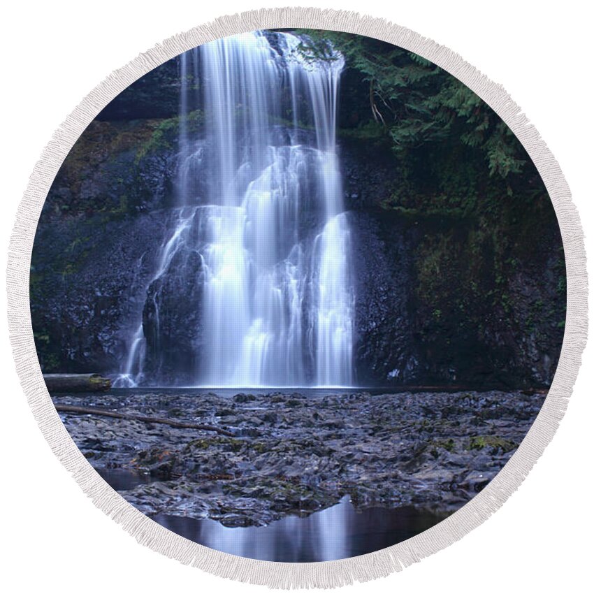 Upper North Falls Round Beach Towel featuring the photograph Upper North Falls by Todd Kreuter
