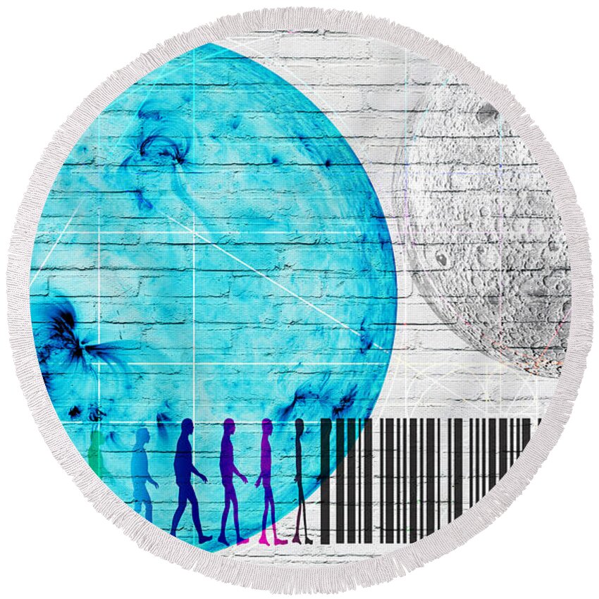 urban Graffiti Collection By Serge Averbukh Round Beach Towel featuring the photograph Urban Graffiti - Binary Evolution #1 by Serge Averbukh