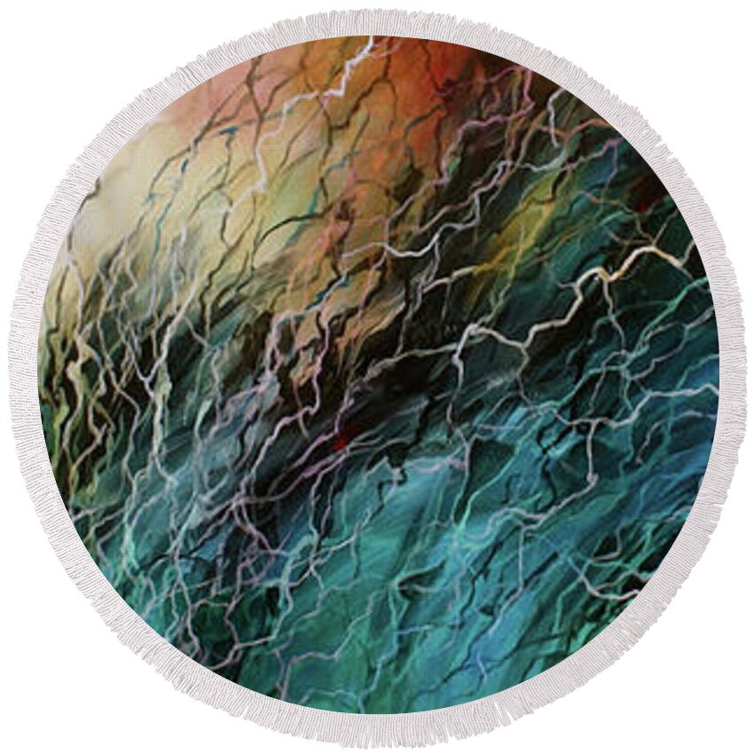  Round Beach Towel featuring the painting Vanishing Point #1 by Michael Lang