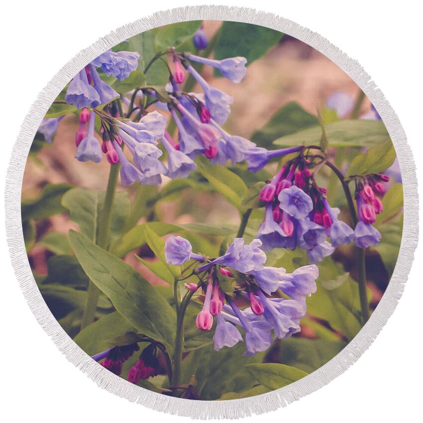 Bluebells Round Beach Towel featuring the photograph Virginia Bluebells #1 by Mel Hensley