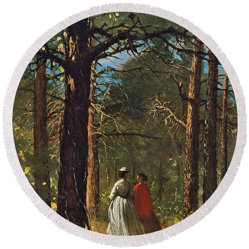 Winslow Homer Round Beach Towel featuring the painting Waverly Oaks by Winslow Homer