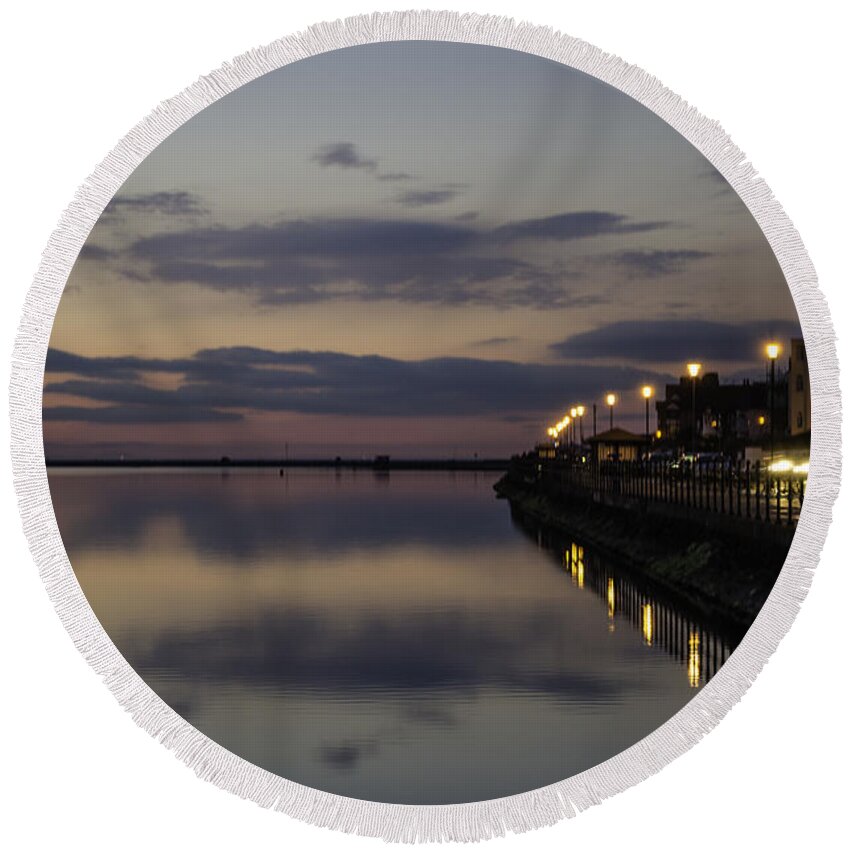 Beautiful Round Beach Towel featuring the photograph West Kirby Promenade Sunset by Spikey Mouse Photography