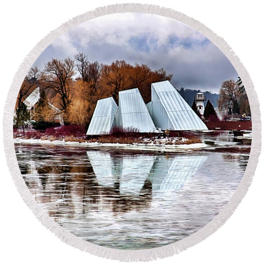 Winter Round Beach Towel featuring the photograph Winter Reflections by Tatiana Travelways
