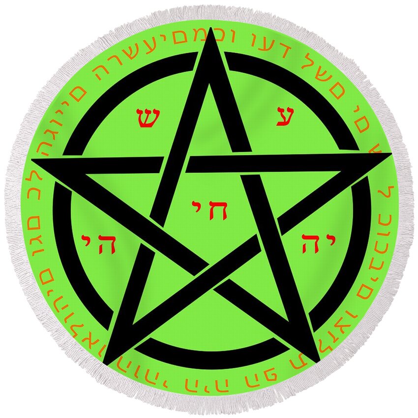 Green Round Beach Towel featuring the digital art Witchcraft Concept #2 by Ilan Rosen