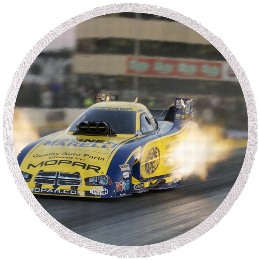 Funny Car Round Beach Towel featuring the photograph Funny Car #10 by Mariel Mcmeeking