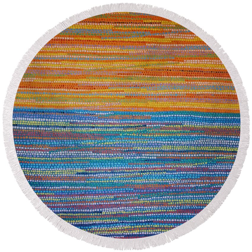 Inspirational Round Beach Towel featuring the painting Identity #10 by Kyung Hee Hogg