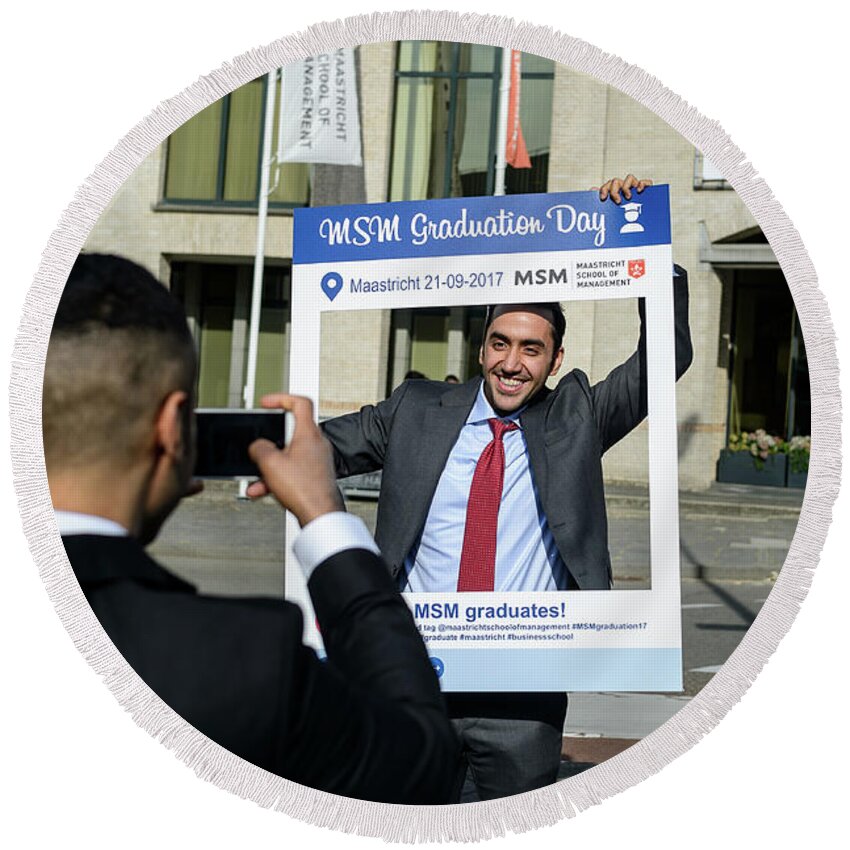  Round Beach Towel featuring the photograph MSM Graduation Ceremony 2017 #10 by Maastricht School Of Management