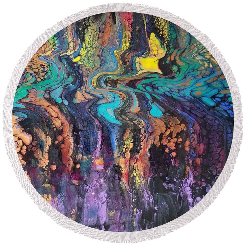 Abstract Round Beach Towel featuring the painting #109 #109 by Gerry Smith