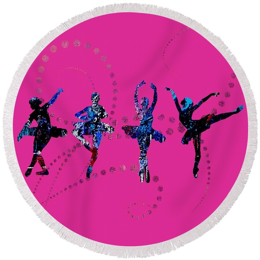 Dance Round Beach Towel featuring the mixed media Dance Collection #11 by Marvin Blaine