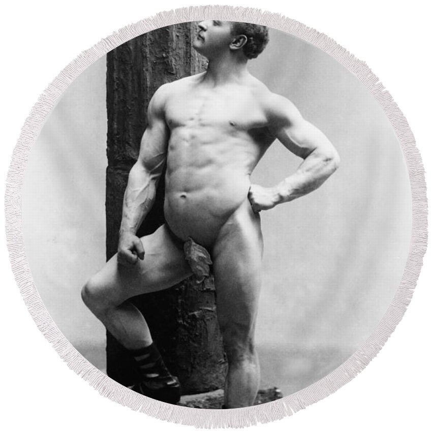 Erotica Round Beach Towel featuring the photograph Eugen Sandow, Father Of Modern #11 by Science Source