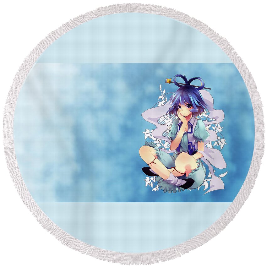 Touhou Round Beach Towel featuring the digital art Touhou #11 by Maye Loeser
