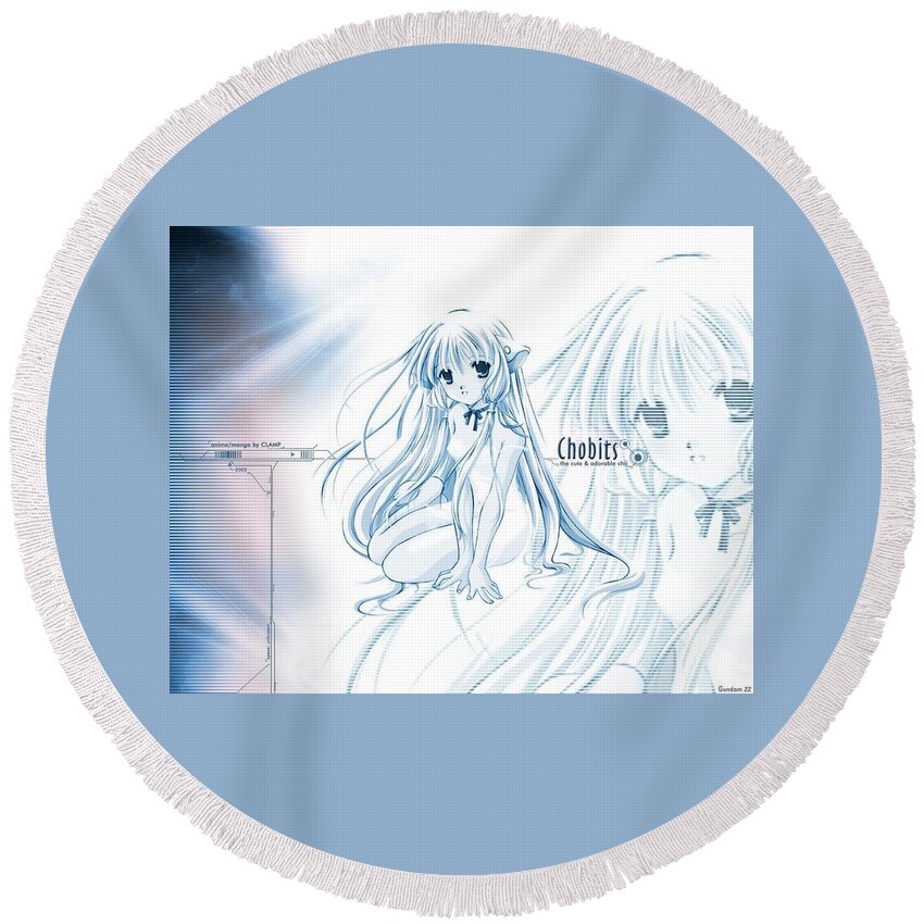 Chobits Round Beach Towel featuring the digital art Chobits #12 by Super Lovely