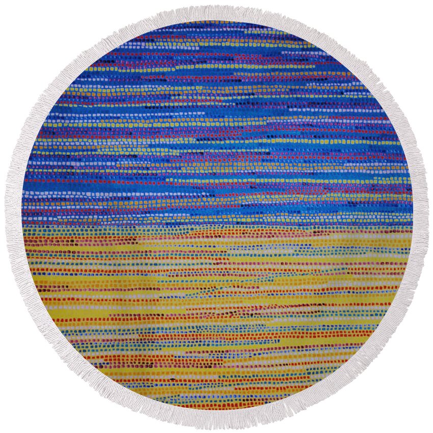 Inspirational Round Beach Towel featuring the painting Identity #12 by Kyung Hee Hogg