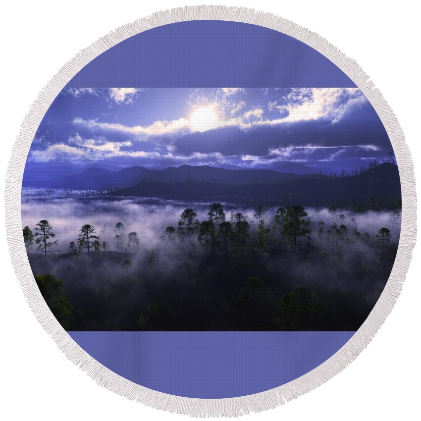 Landscape Round Beach Towel featuring the digital art Landscape #132 by Super Lovely