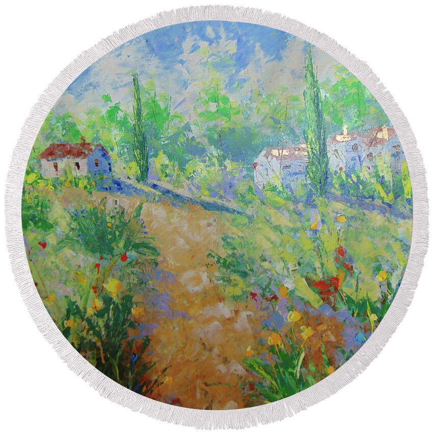 Frederic Payet Round Beach Towel featuring the painting Provence #17 by Frederic Payet