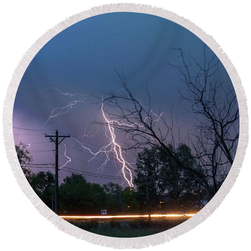 Lightning Round Beach Towel featuring the photograph 17th Street Thunder and Lightning by James BO Insogna
