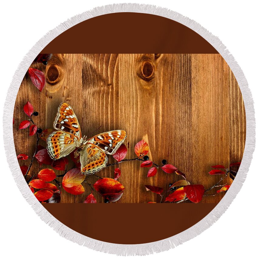 Butterfly Round Beach Towel featuring the digital art Butterfly #18 by Super Lovely
