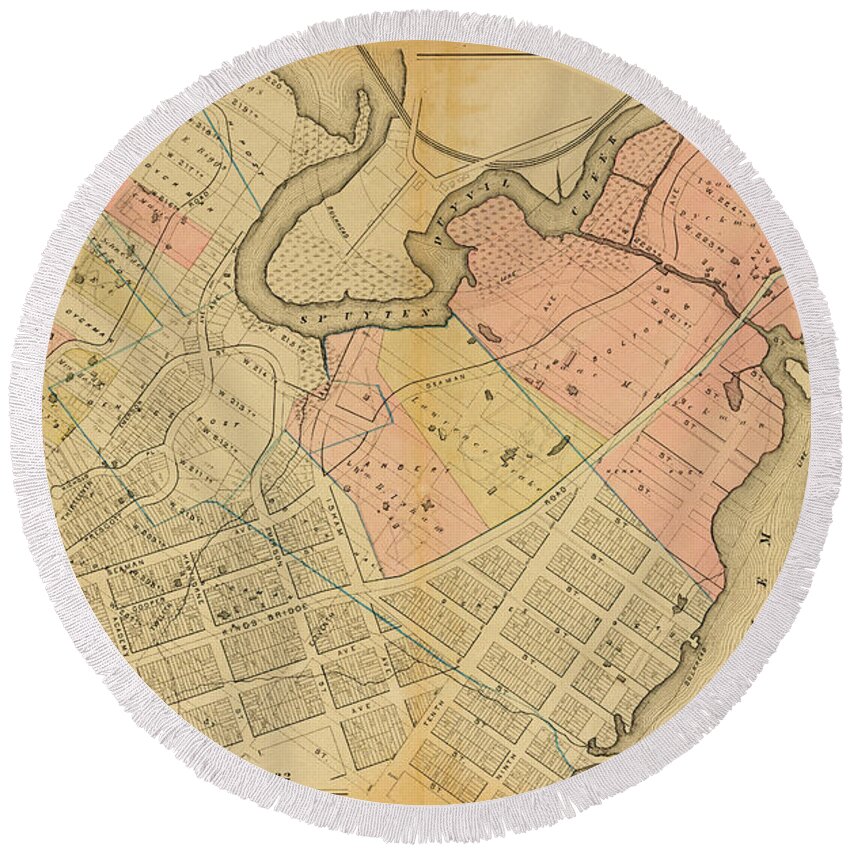 Inwood Round Beach Towel featuring the photograph 1879 Inwood Map by Cole Thompson