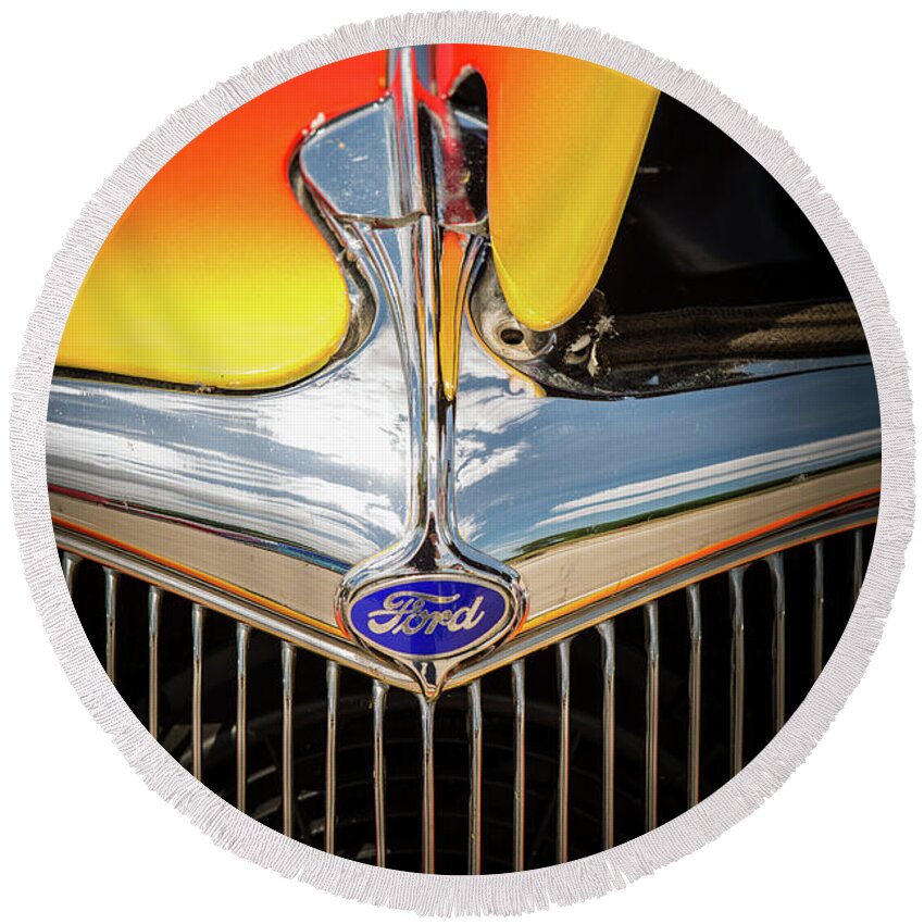 1934 Ford Street Rod Classic Car Round Beach Towel featuring the photograph 1934 Ford Street Rod Classic Car 5545.21 by M K Miller