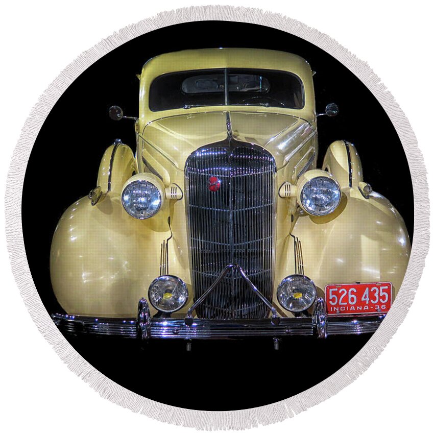 1936 Buick Business Coupe Round Beach Towel featuring the photograph 1936 Buick Business Coupe by Dave Mills