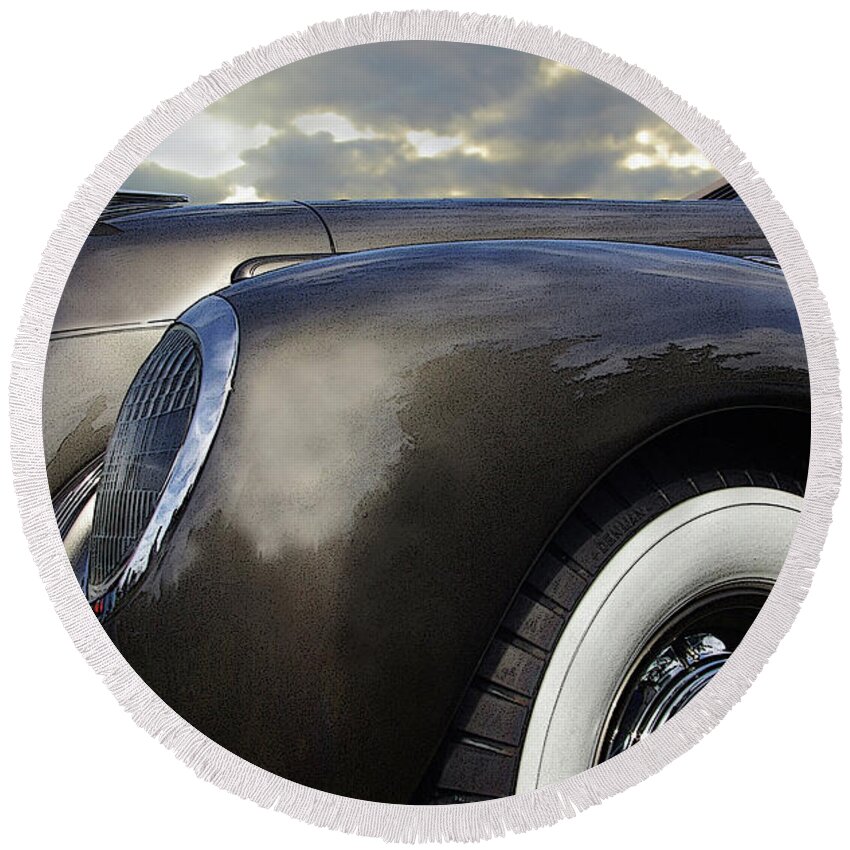 Lincoln Round Beach Towel featuring the photograph 1938 Lincoln by Rich Walter