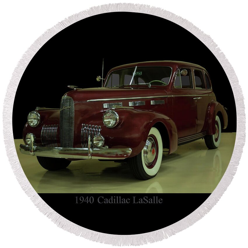 1940 Cadillac Lasalle Round Beach Towel featuring the photograph 1940 Cadillac LaSalle by Flees Photos