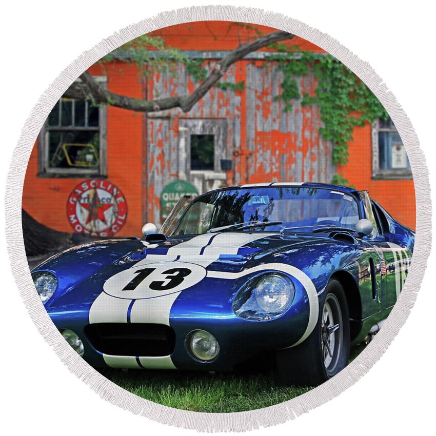 1964 Round Beach Towel featuring the photograph 1964 Cobra Daytona Coupe by Christopher McKenzie