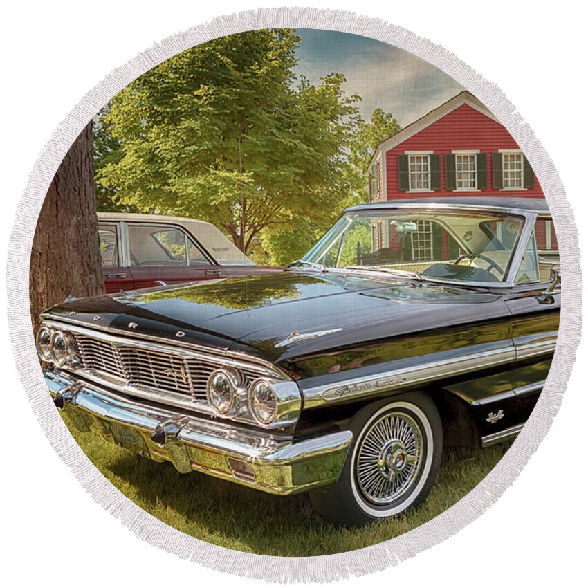 Ford Round Beach Towel featuring the photograph 1964 Ford Galaxie 500 XL by Susan Rissi Tregoning
