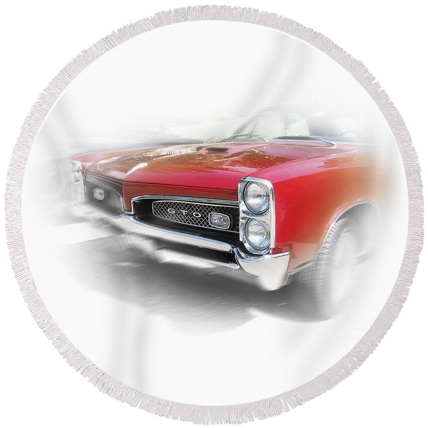 1967 Round Beach Towel featuring the photograph 1967 Pontiac GTO by Ron Long