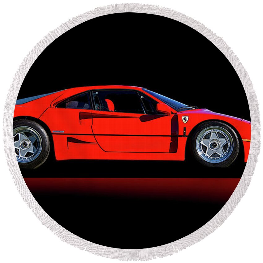 Auto Round Beach Towel featuring the photograph 1992 Ferrari F40 'Profile' by Dave Koontz
