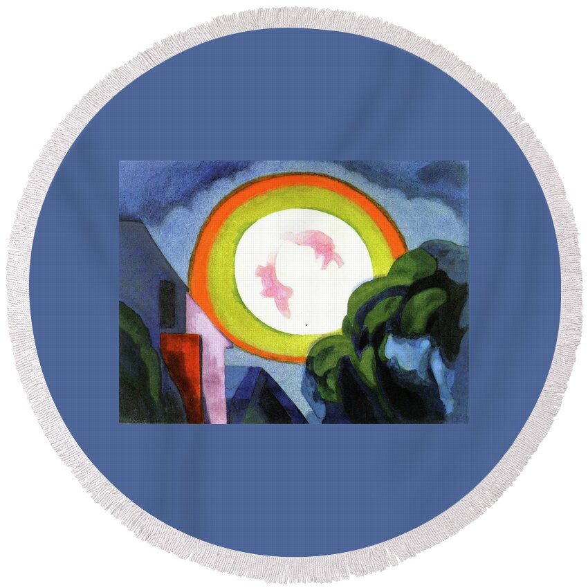 Oscar Bluemner Round Beach Towel featuring the painting Abstract Landscape #2 by Oscar Bluemner