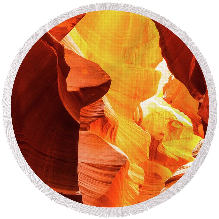 Landscape Round Beach Towel featuring the photograph Antelope canyon #2 by Hisao Mogi