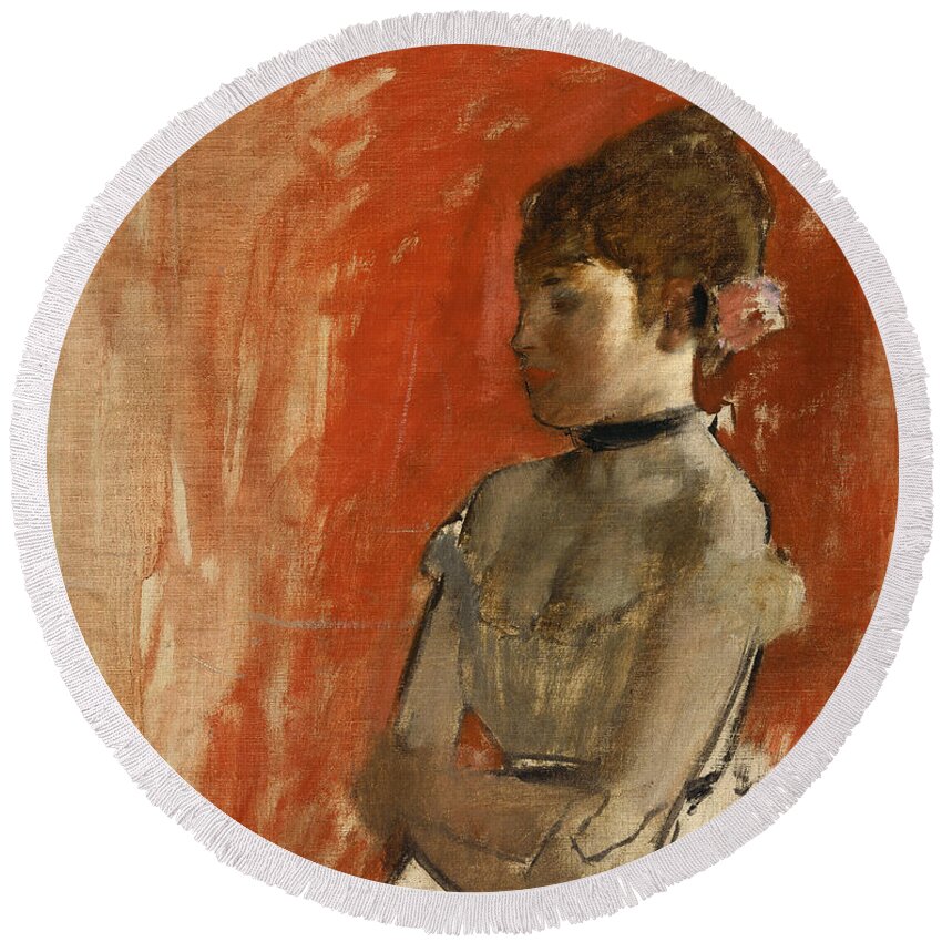 Edgar Degas Round Beach Towel featuring the painting Ballet Dancer With Arms Crossed #2 by Edgar Degas