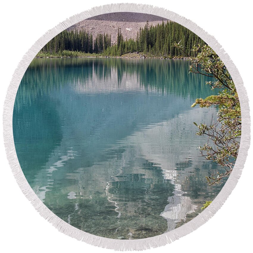 Jasper Round Beach Towel featuring the photograph Beautiful Lake Moraine in Banff by Patricia Hofmeester