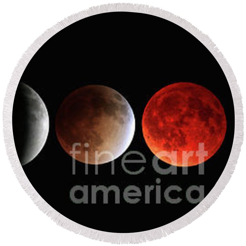 Eclipse Round Beach Towel featuring the photograph Blood Moon Eclipse #2 by Mark Jackson