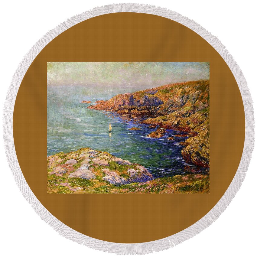 Calm Round Beach Towel featuring the painting Coast of Brittany #2 by Henri Moret