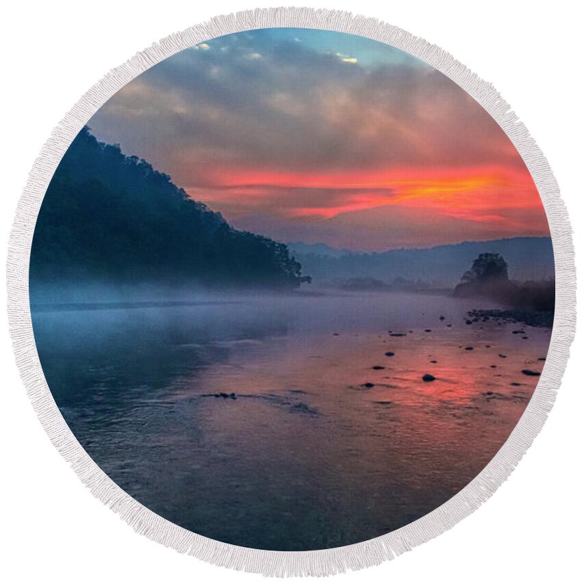 Sunrise Round Beach Towel featuring the photograph Dawn #2 by Pravine Chester