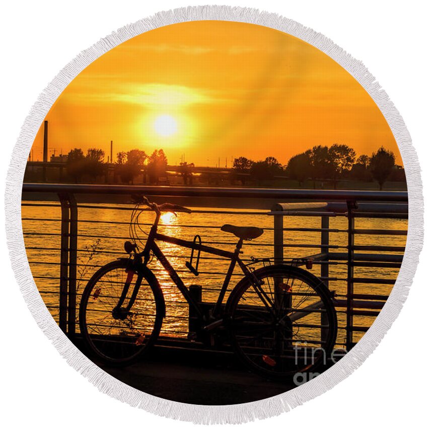 Sunset Round Beach Towel featuring the photograph Evening Colors #2 by Pravine Chester