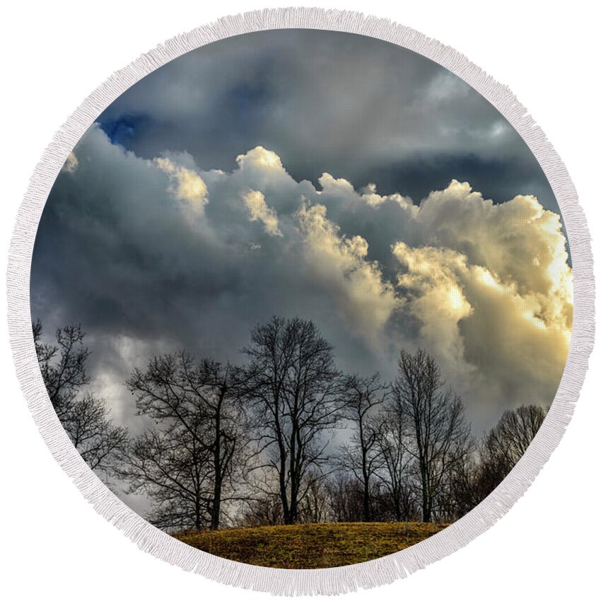 Stormy Sky Round Beach Towel featuring the photograph Evevning Storm Clouds #2 by Thomas R Fletcher