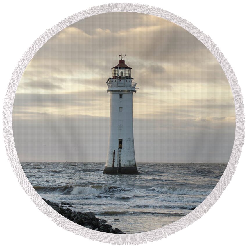 Beach Round Beach Towel featuring the photograph Fort Perch Lighthouse #2 by Spikey Mouse Photography