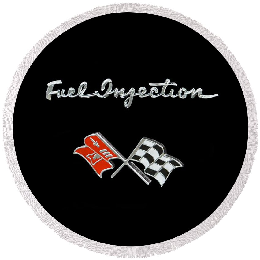 Covette Round Beach Towel featuring the photograph Fuel Injection #2 by Dennis Hedberg
