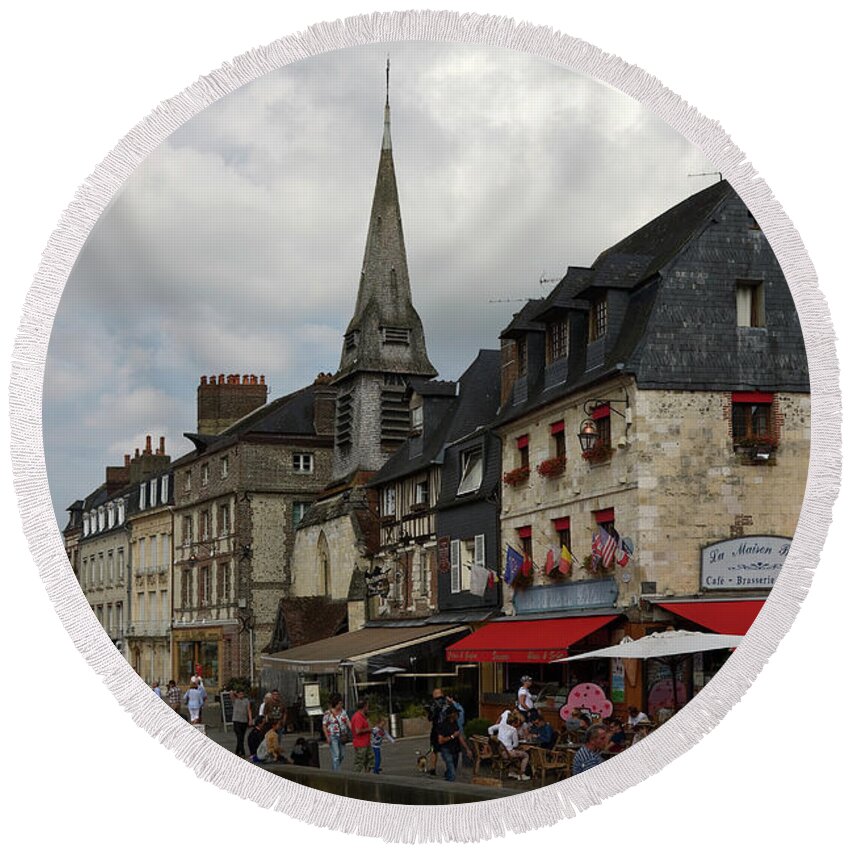 Vieux Bassin Round Beach Towel featuring the photograph Honfleur Vieux Bassin #2 by Sally Weigand