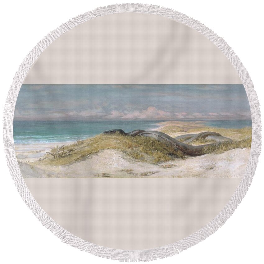 Lair Of The Sea Serpent Round Beach Towel featuring the painting Lair of the Sea Serpent #2 by Elihu Vedder