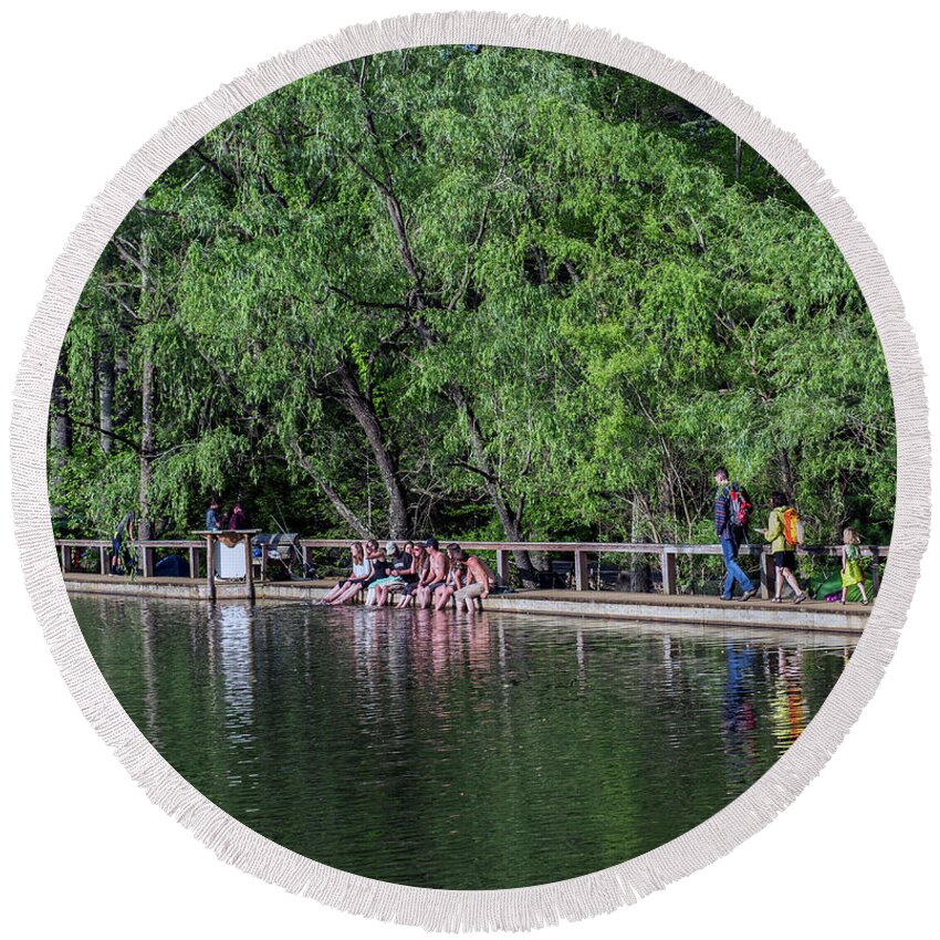 Leaf Festival Round Beach Towel featuring the photograph Lake Eden Arts Festival #2 by David Oppenheimer