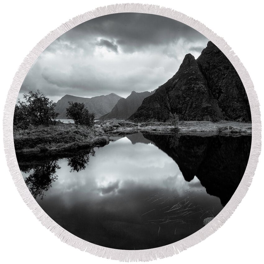 Norway Round Beach Towel featuring the photograph Lofoten Tranquility 3 #3 by Timothy Hacker