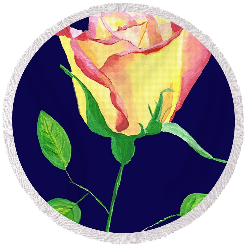 Rose Round Beach Towel featuring the painting Love in Bloom #2 by Rodney Campbell